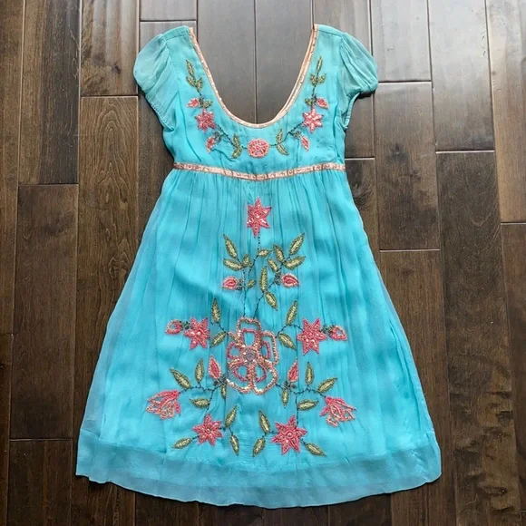 sachin and babi light blue dress Chiffon Babydoll Dress in White